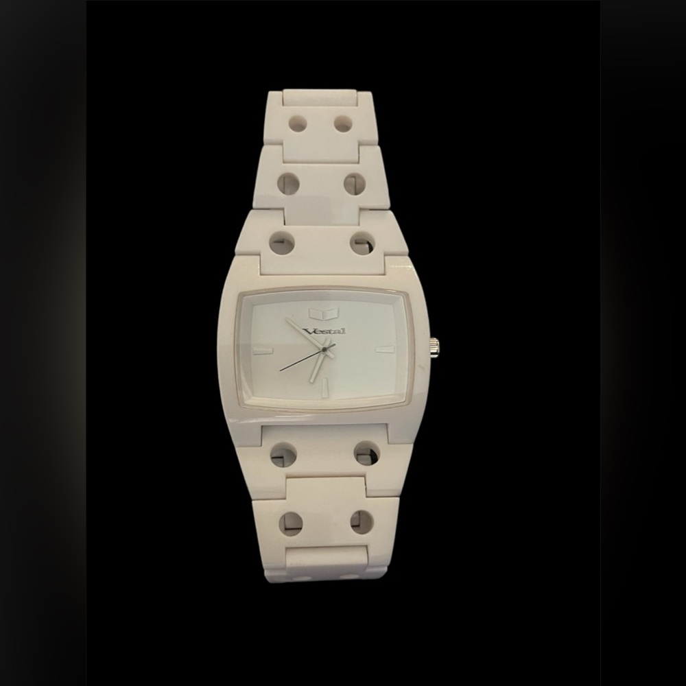 EUC Vestal Destroyer Watch Men White 43mm Rectangle Dial  - Working